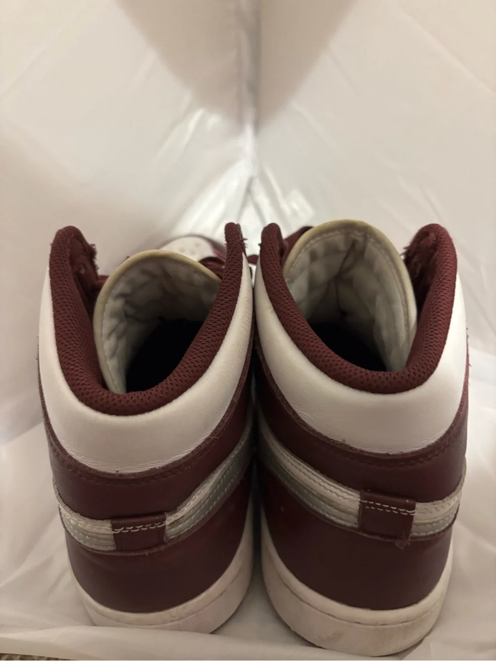 Jordan High-Top Sneakers in Maroon and White